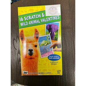 16 Scratch & Wild Animal Valentines Cards For Kids Scented Ages 3+ (Box not incl